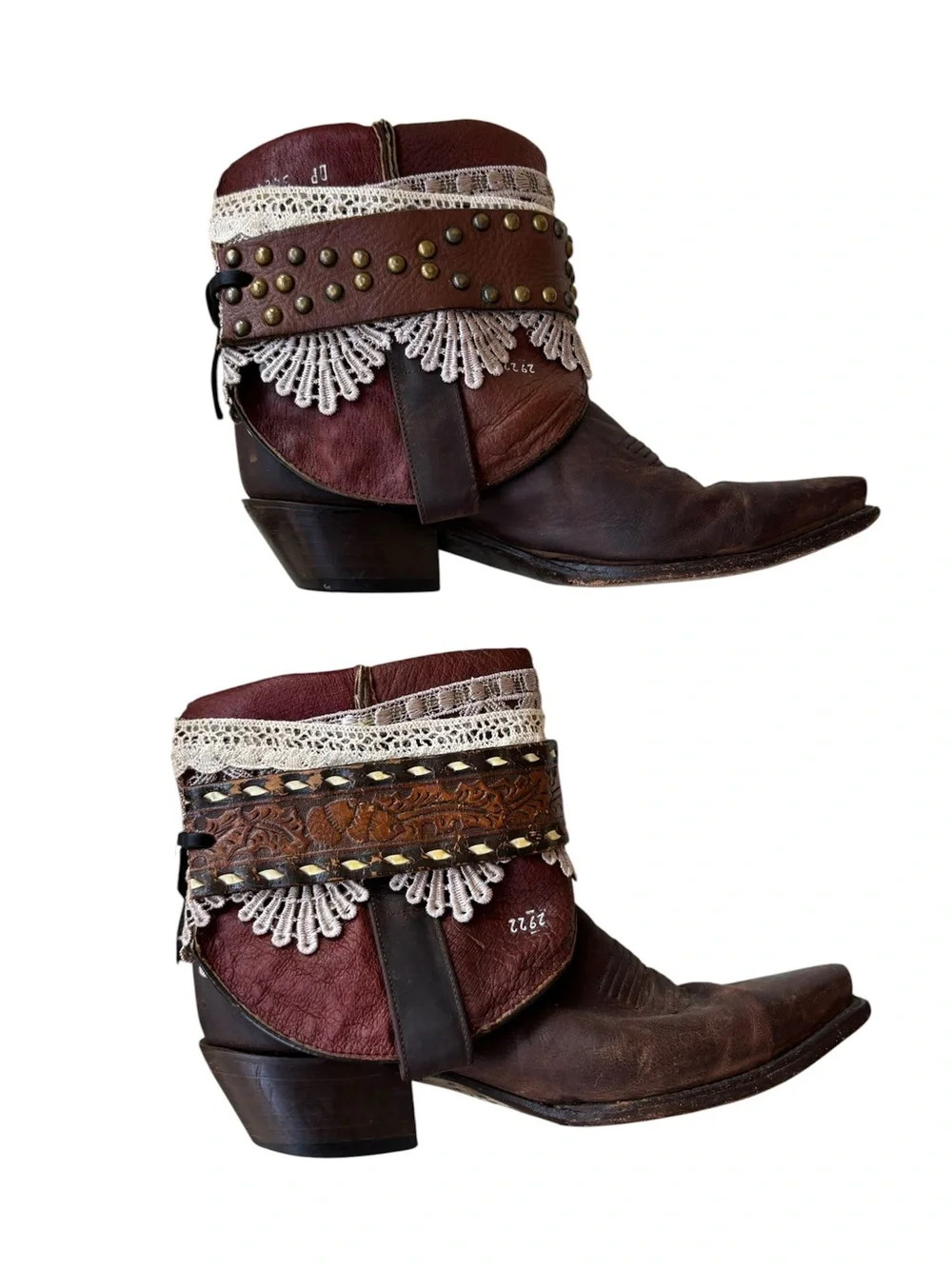 Dan Post Vintage Embellished Western Leather Booties – Size 7.5